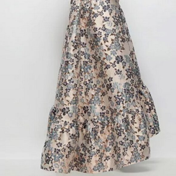 Dessy Collection Indigo Midnight Floral Brocade High-Low Gown 3148GIB - Picture 6 of 6